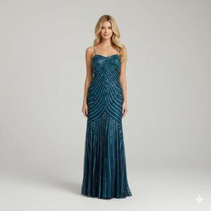 Scala Black/Teal Formal Sequin Great Gatsby Style Prom Dress